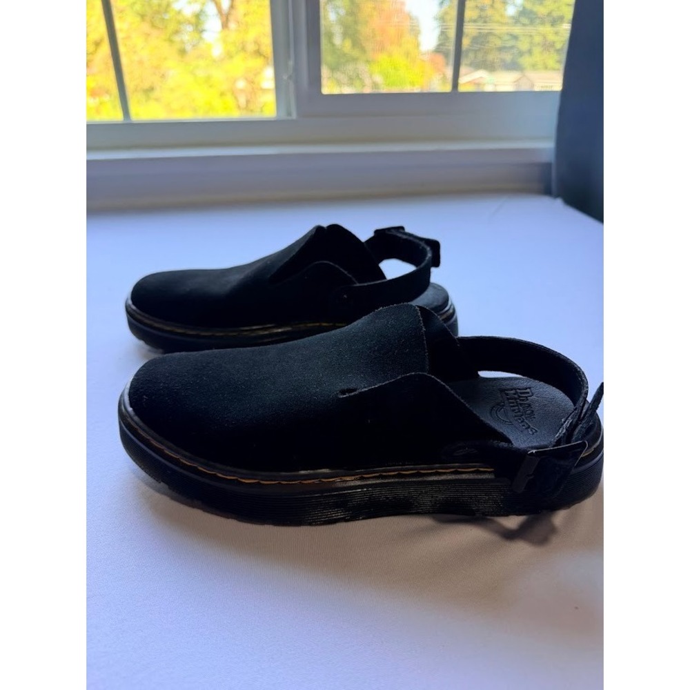 Women's Dr. Martens Carlson Black Suede Mules Slingback Sandals - Size 9